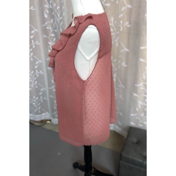 Wishlist apparel Sleeveless Ruffle Front Blouse – Rose Pink, size large - Picture 4 of 9